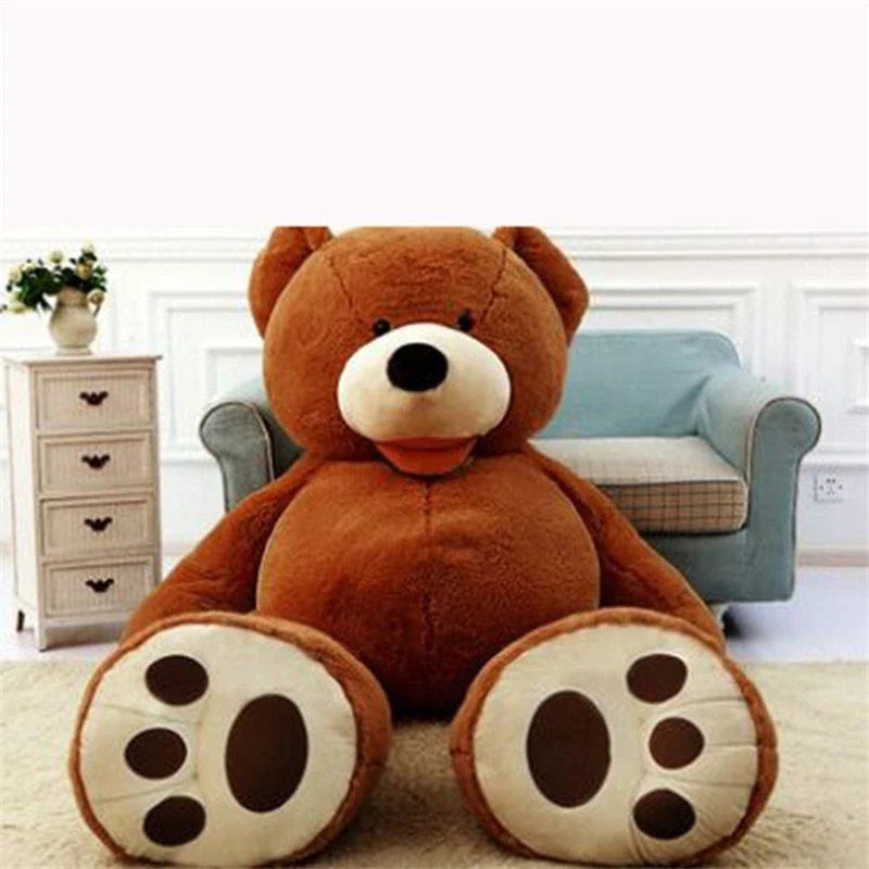 Colossal plush teddy bear in various sizes and colors, featuring a premium leather exterior and soft, cuddly interior
