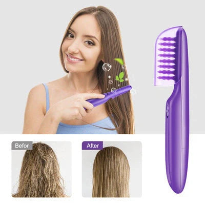 Purple Electric Detangling Brush with oscillating teeth for gentle hair care