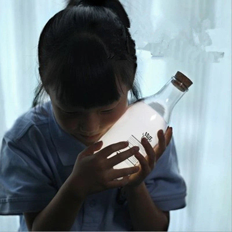 Cosy milk bottle-shaped USB charging LED night light lamp with customisable message, ideal as a baby gift or home decor