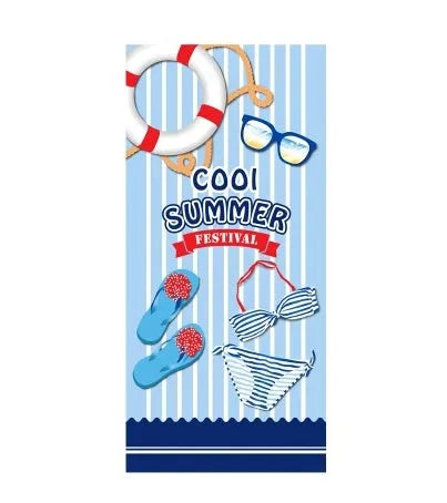 Large 150x70cm microfiber beach towel with colourful flamingo and summer ice cream printed designs