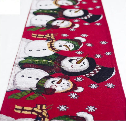 Christmas Elk Snowman Table Runner for festive holiday decor