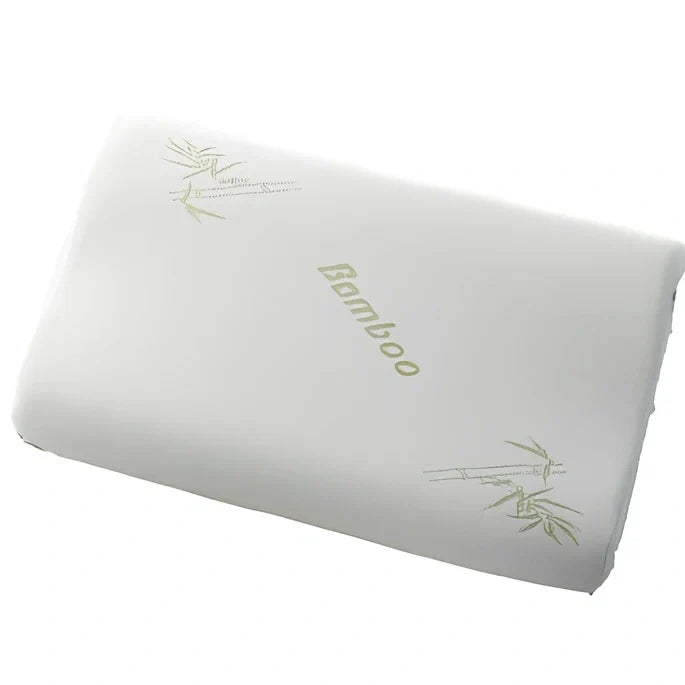 Bamboo fibre cervical pillow with slow rebound memory foam in four size options for neck support