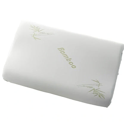 Bamboo fibre cervical pillow with slow rebound memory foam in four size options for neck support