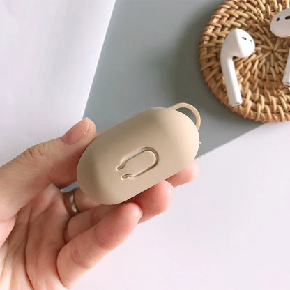 Milk tea AirPods storage case in purple silicone TPU soft shell with simple solid colour back cover