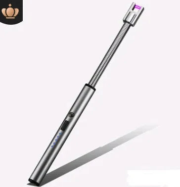 Rechargeable windproof electric lighter, 255mm zinc alloy PVD ice plated, USB charging, 360 rotation, multiple colours