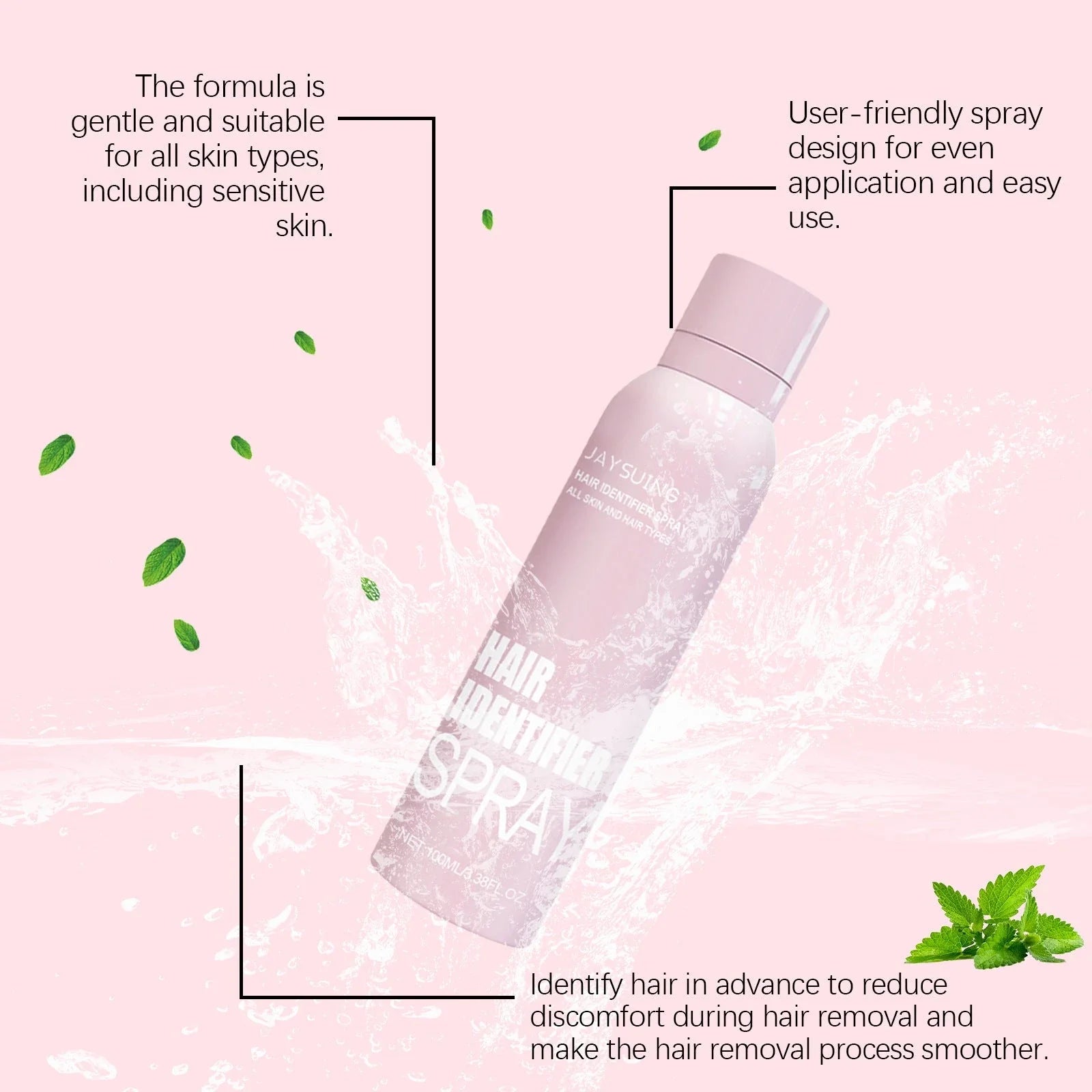 Facial Hair Removal Spray with Botanical Extracts for Smooth, Radiant Skin