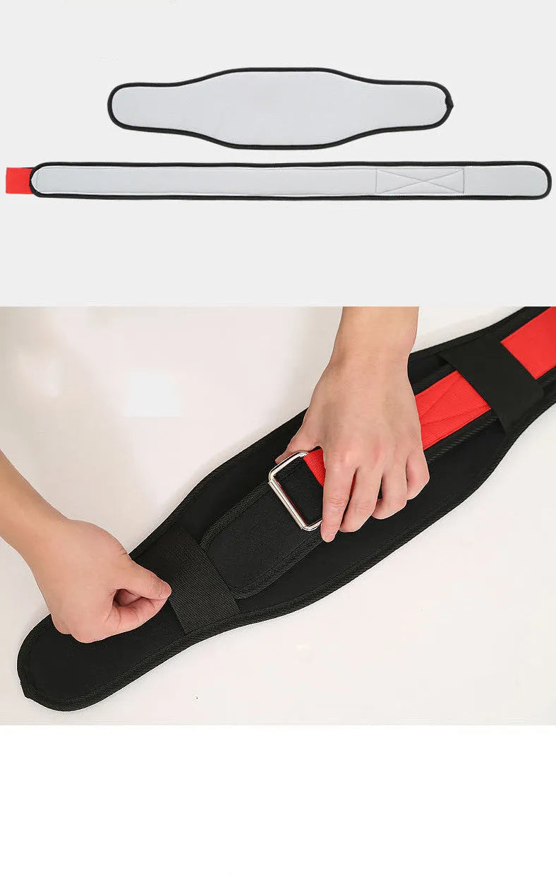 Fitness weightlifting waistband for adult gym workouts made from durable nylon in black, red, or yellow colour options available in L, M, and XL sizes to support your lifting form