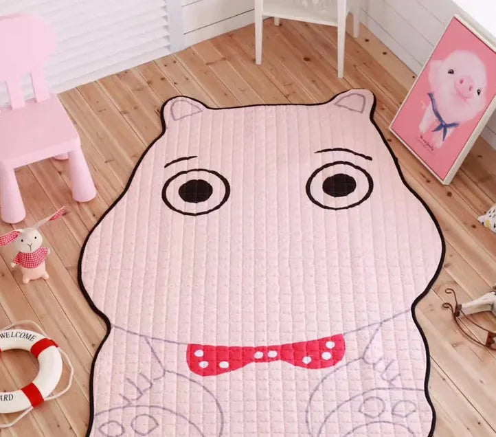 Soft cotton baby play mat with white tiger design for children's floor activities and living room decoration