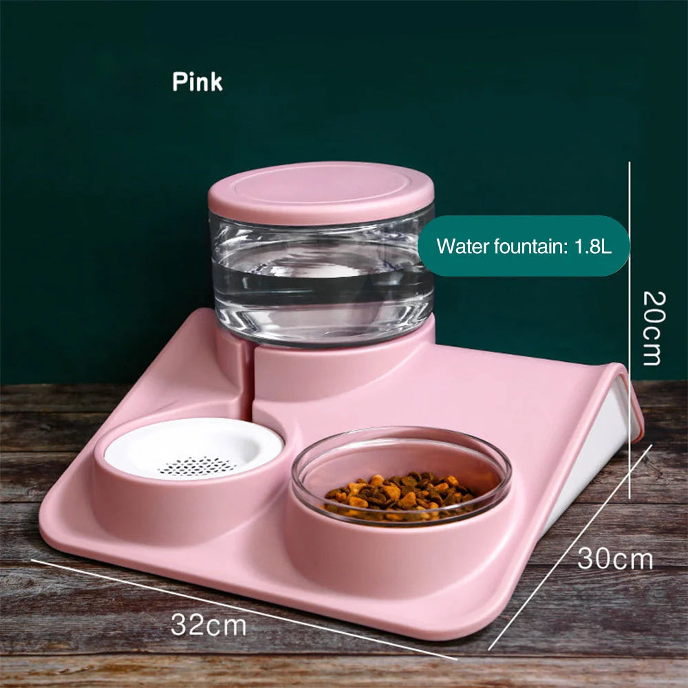 Automatic Feeder Water Fountain for pets with 1.8L capacity and non-plug-in design