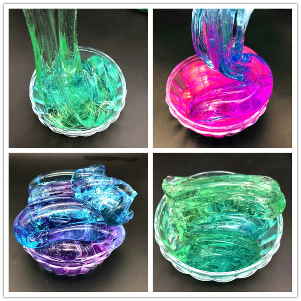 Color Matching Gradient Multicolor Crystal Mud Slime in a plastic box