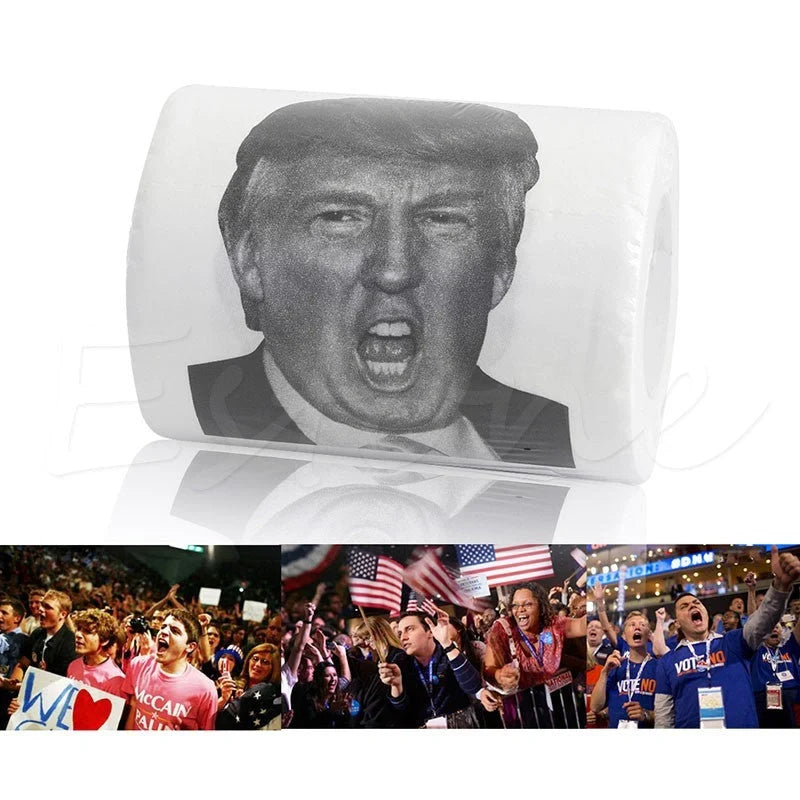 Hillary Donald Trump Roll It toilet paper, 100% wood pulp, 240 knots per roll