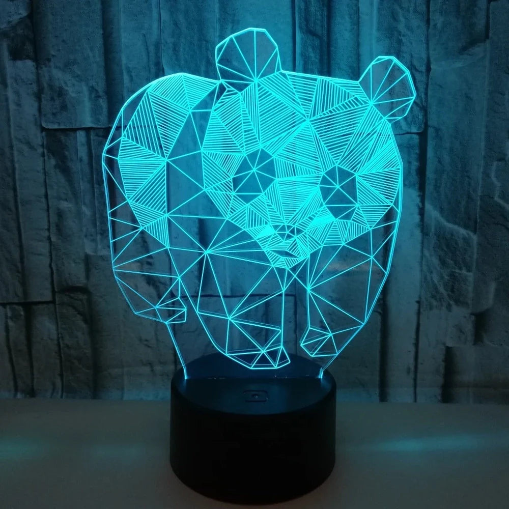 LED stereo night light with black ABS base and acrylic light panel showing multi-colour illumination