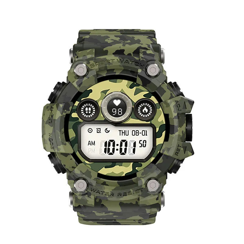 Black T6 tactical rugged smart watch with alloy case and 1.3-inch screen on wrist
