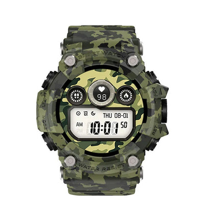 Black T6 tactical rugged smart watch with alloy case and 1.3-inch screen on wrist