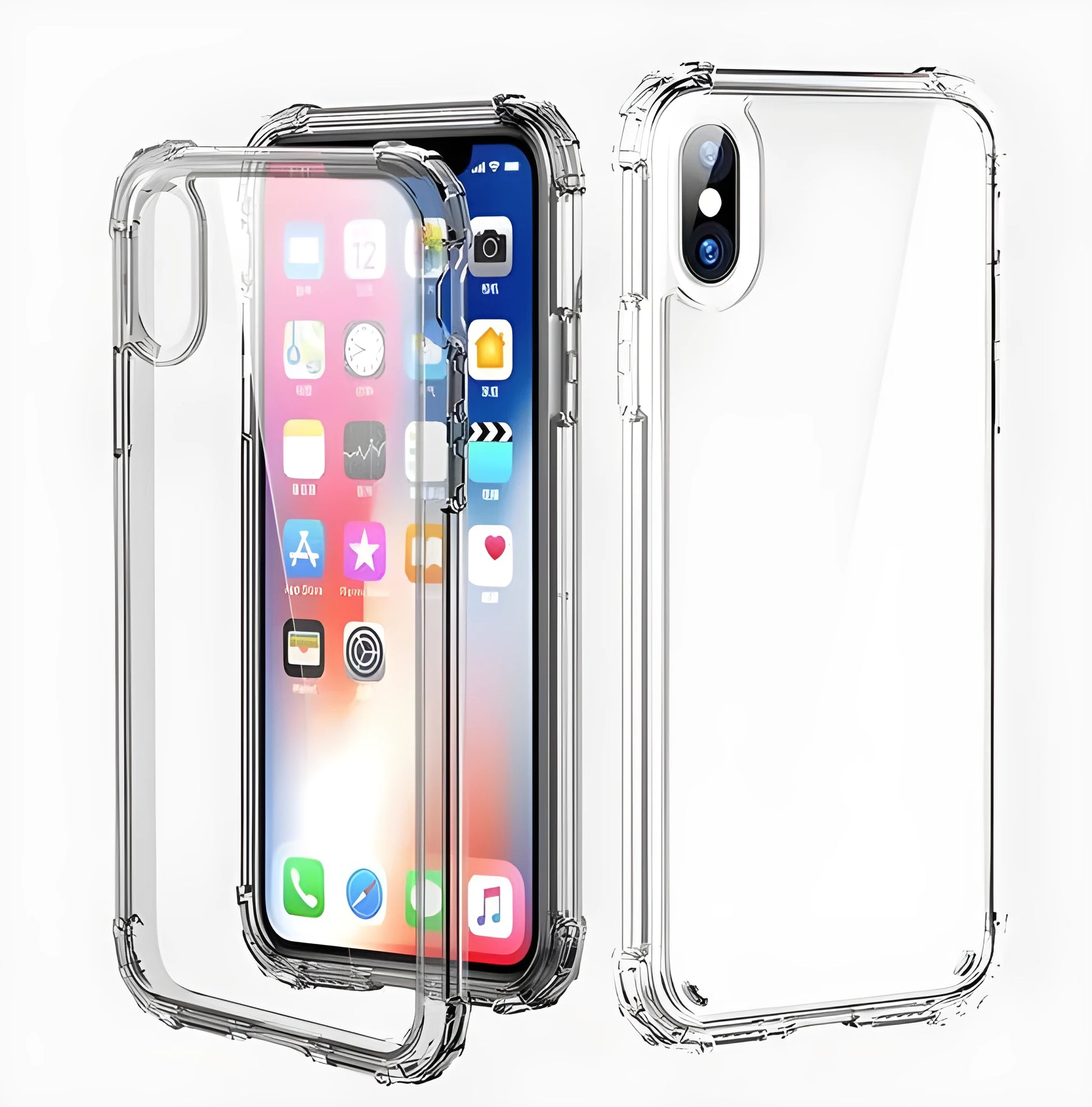 Transparent TPU iPhone case showing phone through clear material with 1.2mm slim profile