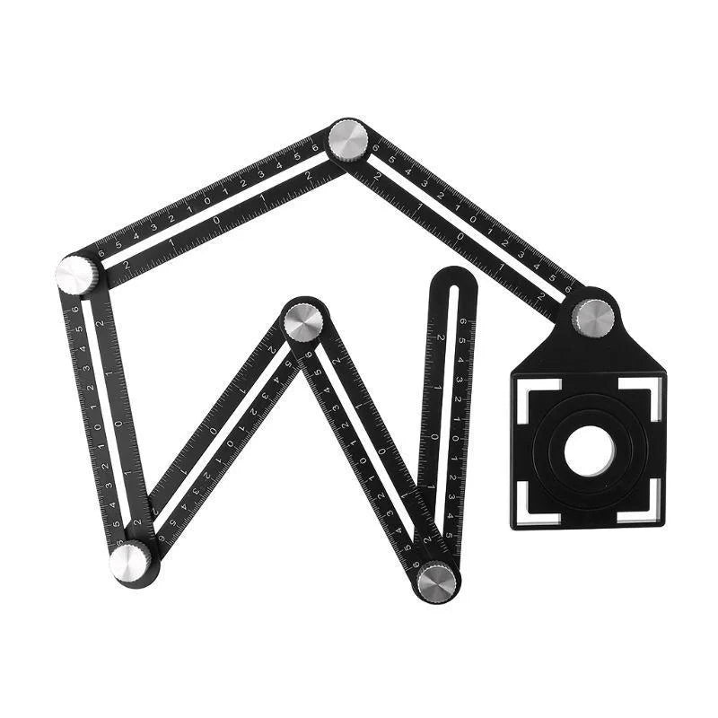 Aluminium alloy six-fold multi-angle measuring ruler for precise tile and flooring layouts