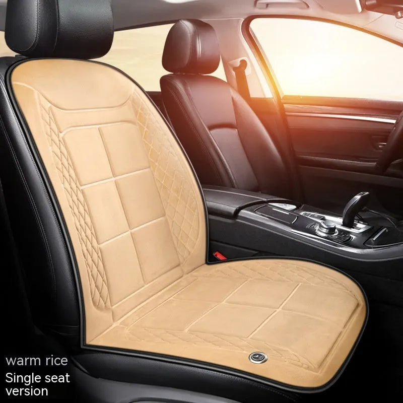 Auto heating car seat cushion for winter driving in beige, black or coffee colours