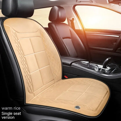 Auto heating car seat cushion for winter driving in beige, black or coffee colours