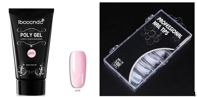 100-piece scaled nail crystal set with painless extension glue in six colours