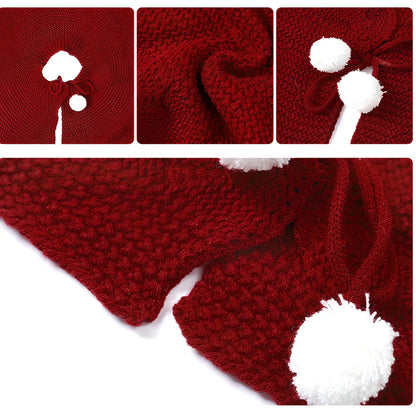 Wine red acrylic Christmas tree skirt, 120cm diameter, circular design for hiding tree bases