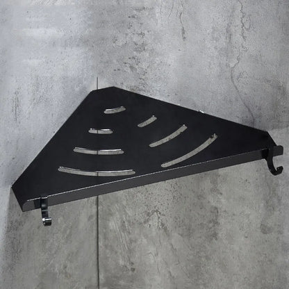 Black space aluminium triangle wall shelf, 30x22x1.6cm, single or double layer bathroom storage