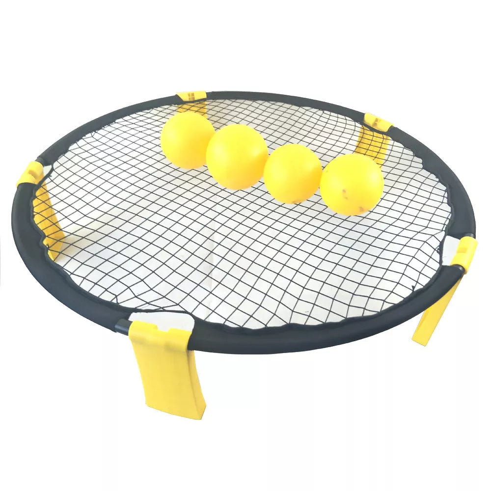 Yellow beach volleyball set with durable net and ball for outdoor fun
