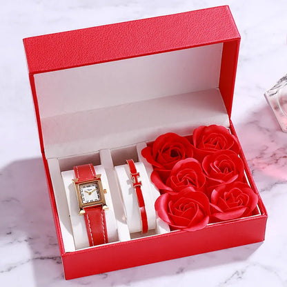 Ladies round watch with 32mm dial, 6mm alloy case, leather strap, and pin buckle