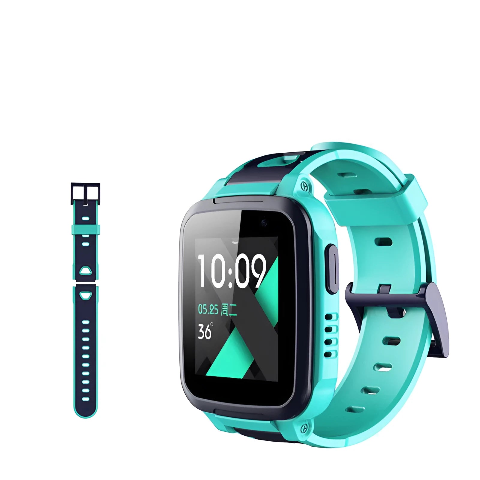 360 SE5 blue children's phone watch with stainless steel wristband shown on wrist