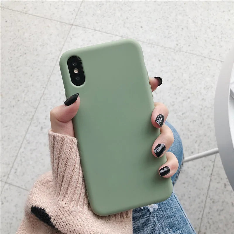 Silicone phone case for iPhone XR and XS Max in a selection of eight colours on a white background