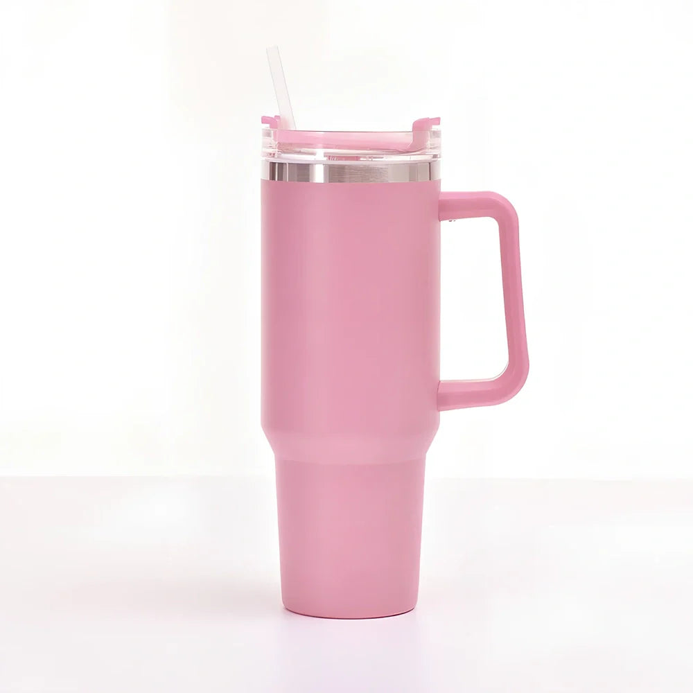304 stainless steel vacuum cup with double-wall insulation showing 40oz capacity and 26cm height dimensions
