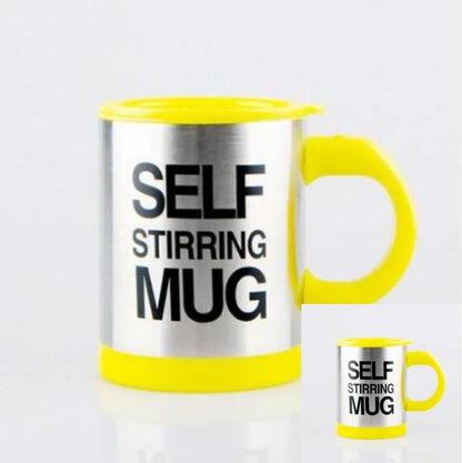 Self-stirring magnetic mug in stainless steel with food-grade PP plastic lid