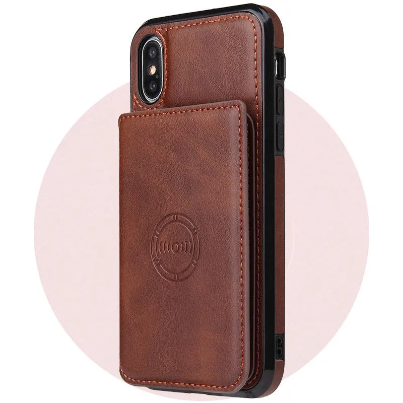 Card wallet leather case for iPhone 11 in multiple colours showing card slot and slim design