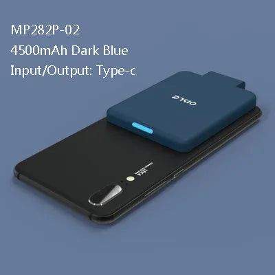 MP282P back clip battery in five colour options showing 90mm x 61mm dimensions