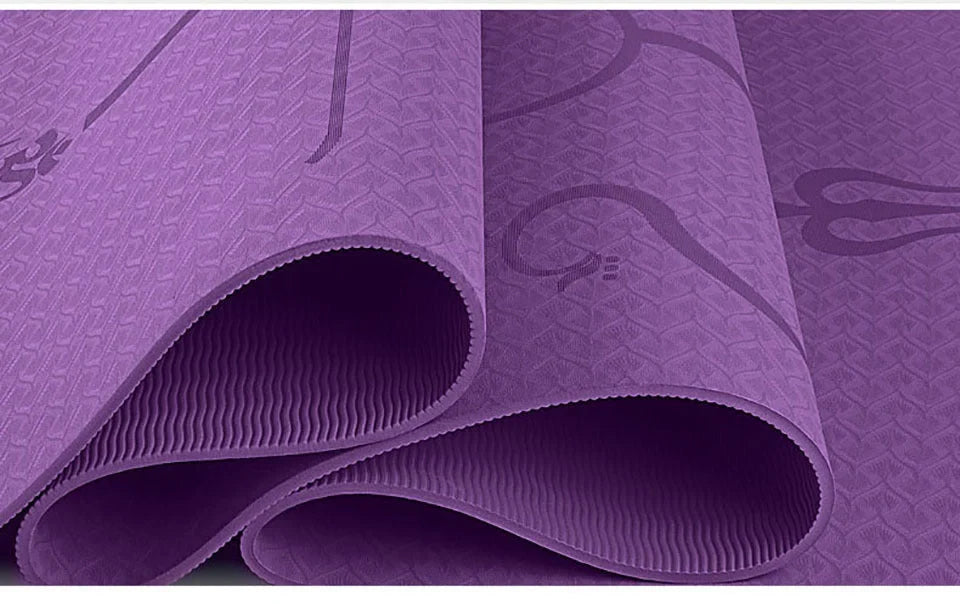 Eco-friendly non-slip TPE yoga mat with position lines for beginners