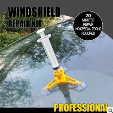Vacuum function glass crack repairing tool set with connecting soft rod