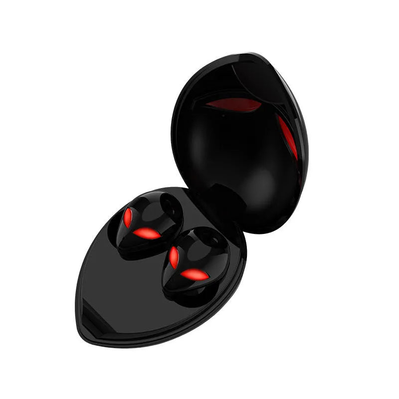 Creative Outer Starman T8 alien-design wireless Bluetooth earbuds and charging case in black.