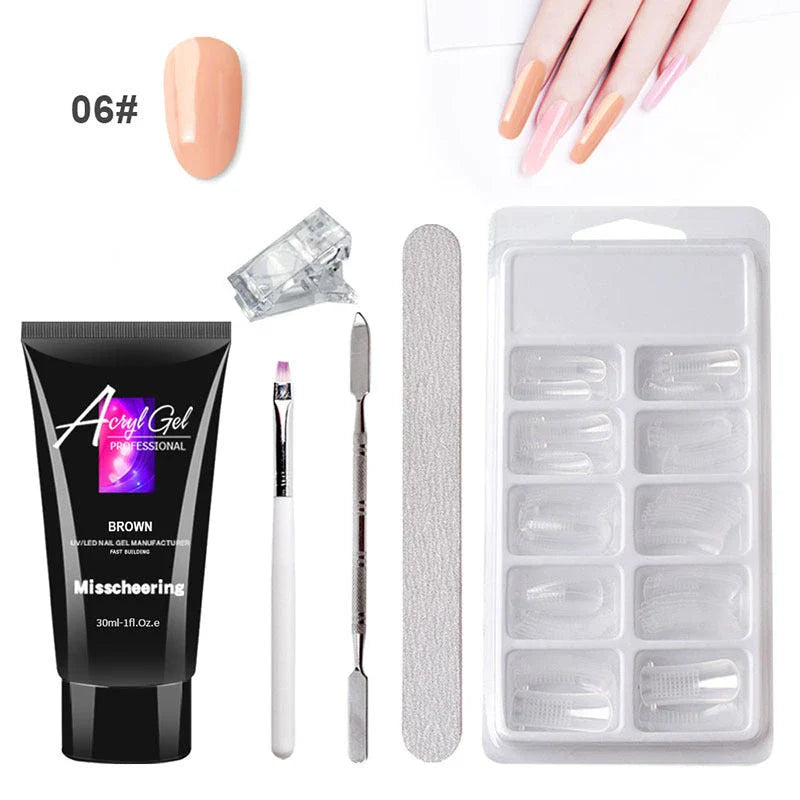Salon-quality gel nail art kit with dual-light nail lamp, 18-piece tool set, and eco-friendly, non-toxic formula