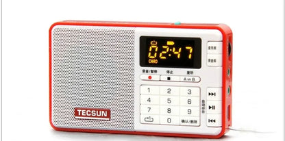 Tecsun Q3 portable digital audio player and FM broadcast recorder in multiple colour options.
