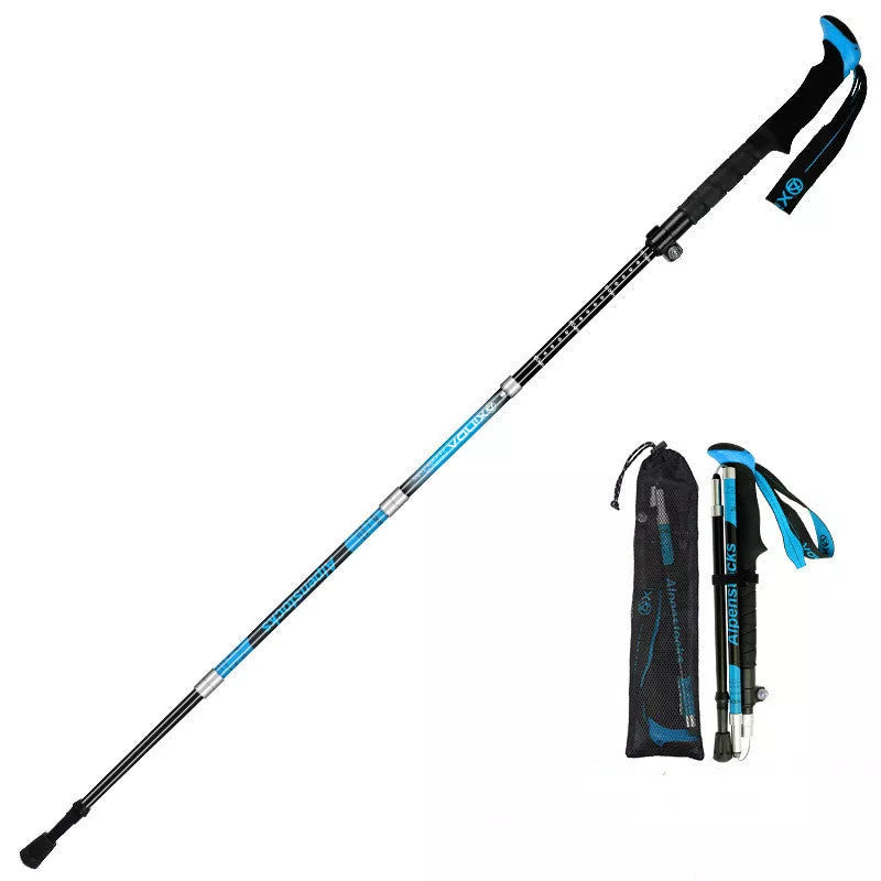 Ultralight carbon trekking poles with adjustable sections and tungsten tips for hiking