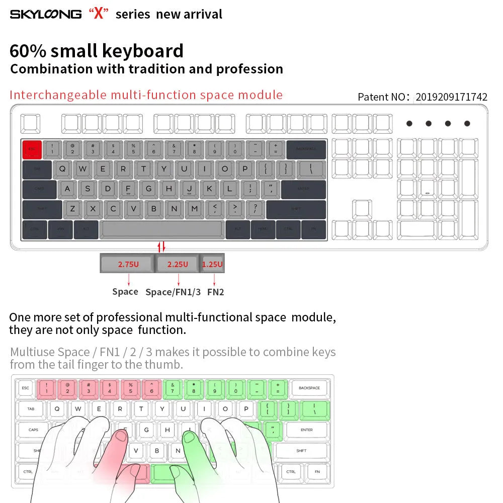Dual-mode mechanical keyboard kit with 1900 mAh battery, RGB backlight, hot-swappable PCB, ABS case, 60% layout
