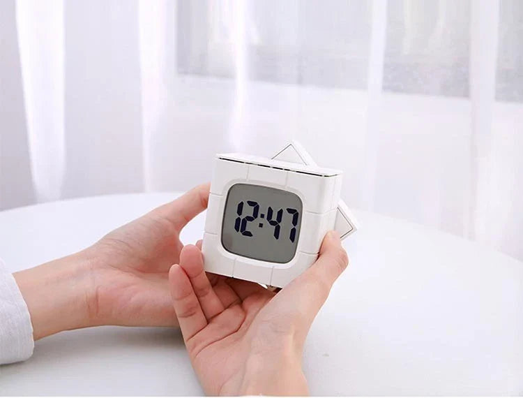 Rubik's Cube Alarm Clock with USB Charging, Voice Control, Countdown Timer, and Adjustable Brightness