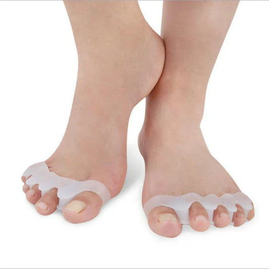 Premium silicone toe separators designed to relieve bunion and overlapping toe pain, offering comfort and support for foot health.