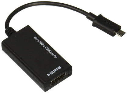 Black HD to HDMI adapter cable with gold connectors for connecting mobile devices to televisions