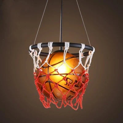 American Retro Basketball Chandelier with adjustable hanging wire and soft LED lighting
