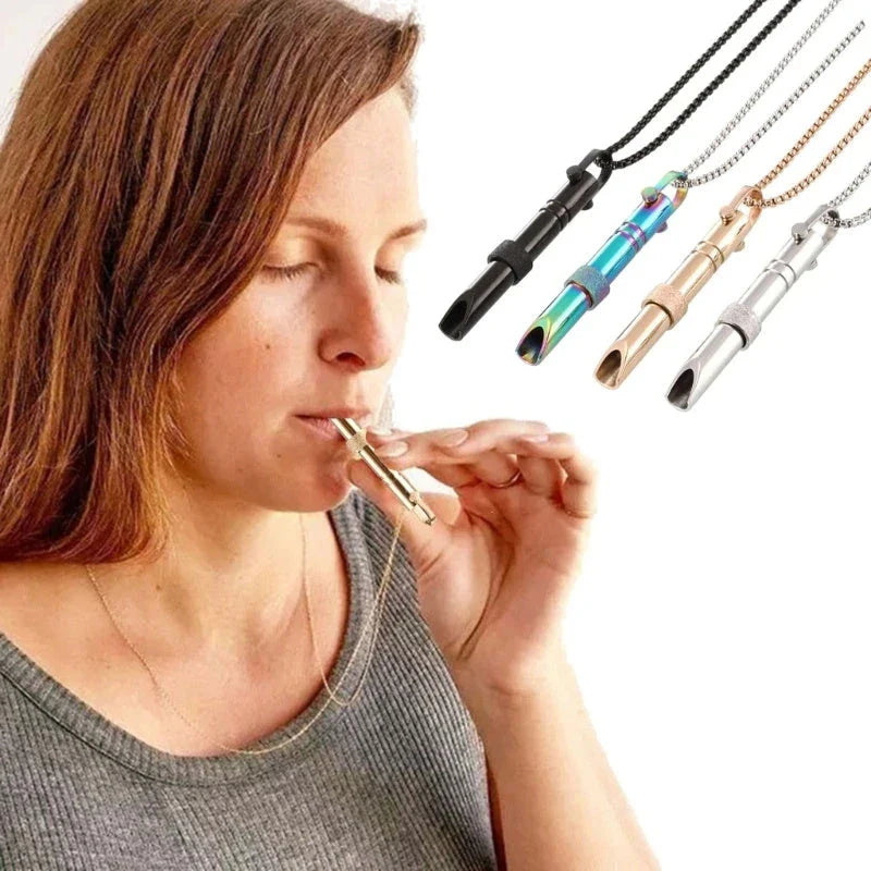 Stainless steel mindfulness breathing necklace with spinner for anxiety and panic attack relief