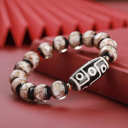 Handmade coloured glaze bracelet with year snake pattern in 10mm, 12mm, 14mm bead sizes