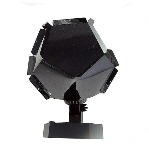 Plastic starry sky projection night light showing constellations on a bedroom ceiling, with remote control.