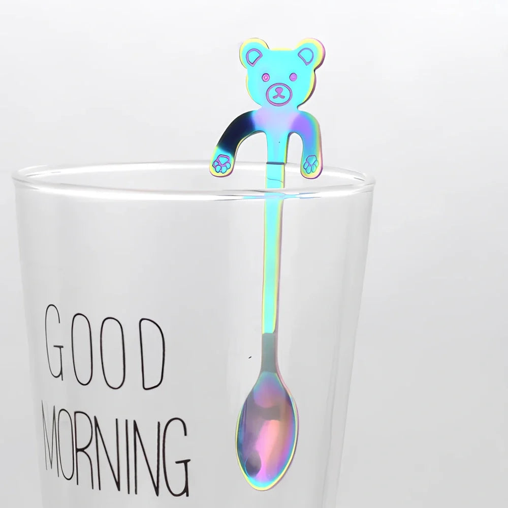 304 stainless steel coffee spoon with cartoon animal handle measuring 11.8cm long