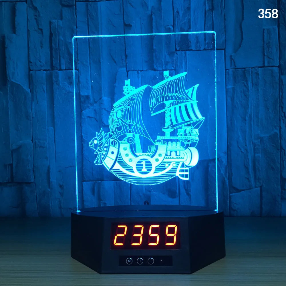 Glowing 3D dolphin LED night light with wireless charging base and remote control on bedside table