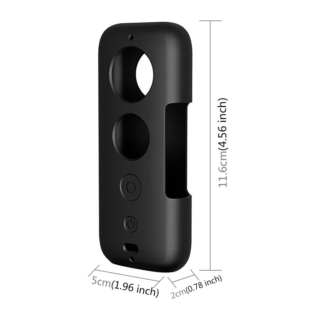 Black and red silicone protective cases for Insta360 ONE X camera showing precise control cutouts